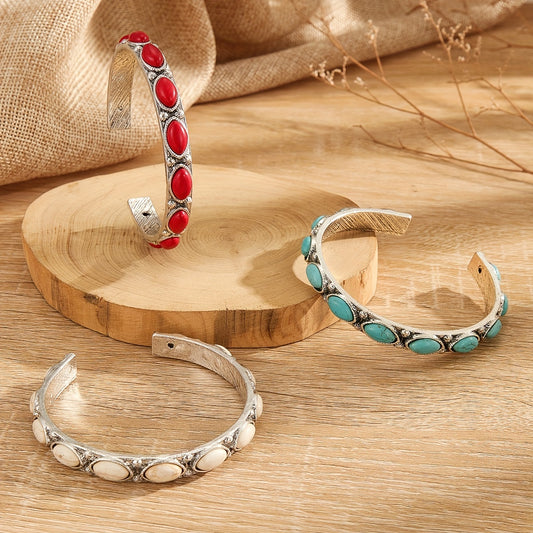 Vintage Turquoise Bangle, Oval Cut