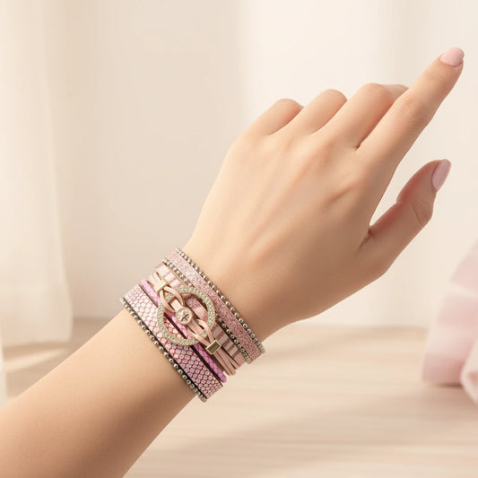 “Women’s Boho Charm Leather Wrap Bracelet – Trendy Multilayer Jewelry”