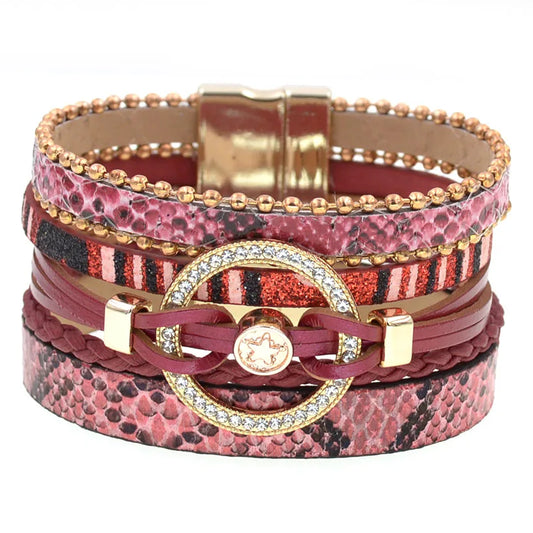 “Women’s Boho Charm Leather Wrap Bracelet – Trendy Multilayer Jewelry”