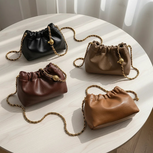 PU leather pleated hobo bag. Versatile crossbody tote for women, stylish purse.