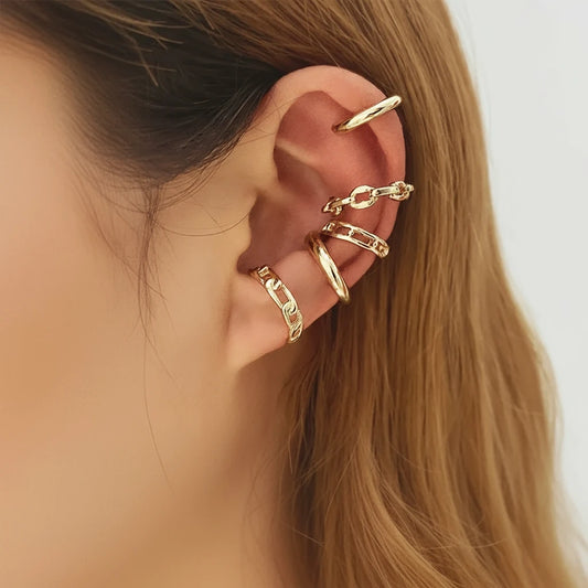 Gold-Tone Leaf Ear Cuff - Non-Piercing Clip for Women