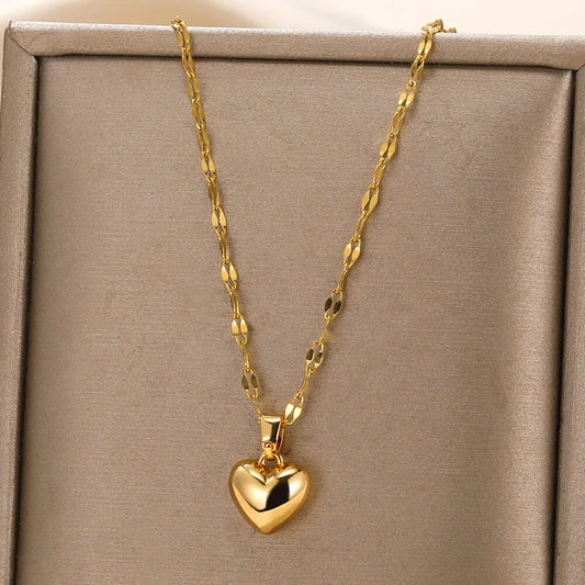 Stainless Steel Love Heart Lip Chain Necklace For Women