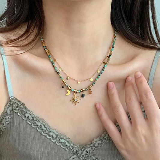 Yupsk Sun & Moon Beaded Necklace