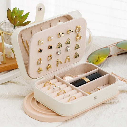 Portable Leather Jewelry Box - Travel Organizer
