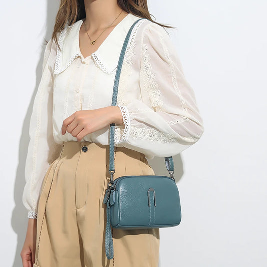 Genuine leather crossbody bag for women.