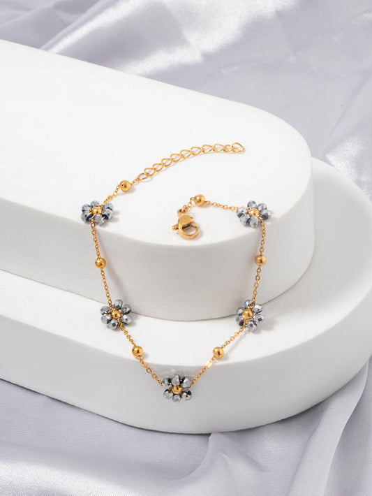 Stainless Steel Bracelet For Women Grey Beaded Bracelet