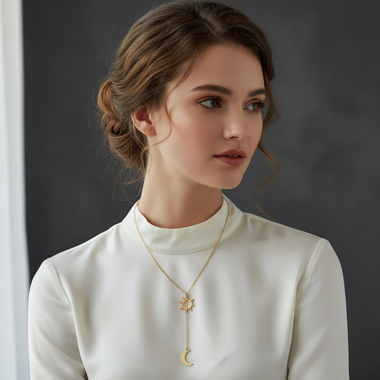 Sun & Moon Necklace, Eid & Ramadan Gift