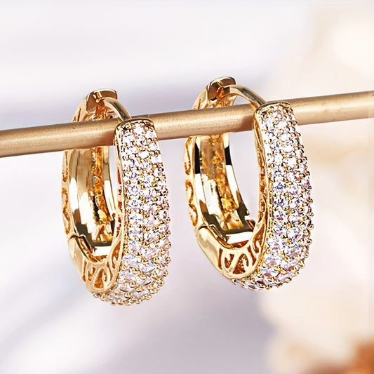 Sparkling Gold Hoop Earrings, Bridal & Fashion