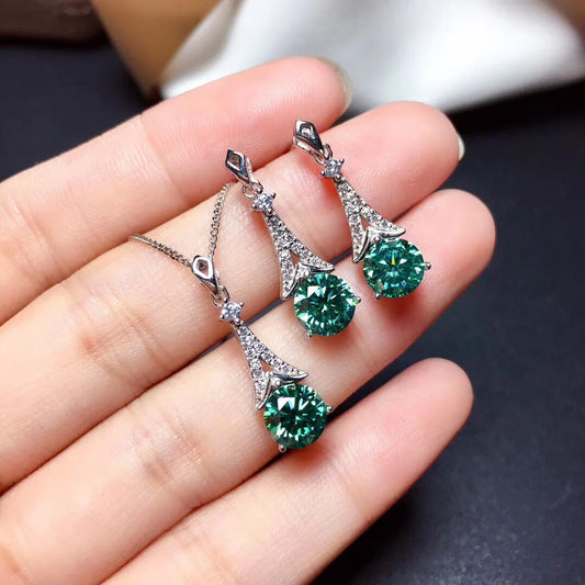 Green Moissanite Jewelry Set