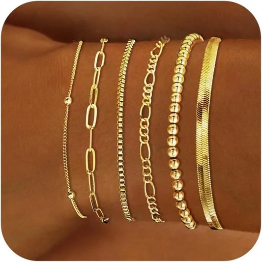 “14K Gold Plated Waterproof Women’s Bracelets – Dainty, Trendy, Stackable”