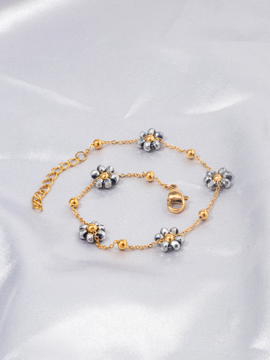 Stainless Steel Bracelet For Women Grey Beaded Bracelet