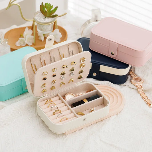 Portable Leather Jewelry Box - Travel Organizer