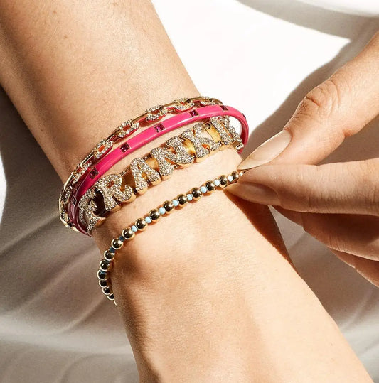Gold Zircon Letter Name Bracelet