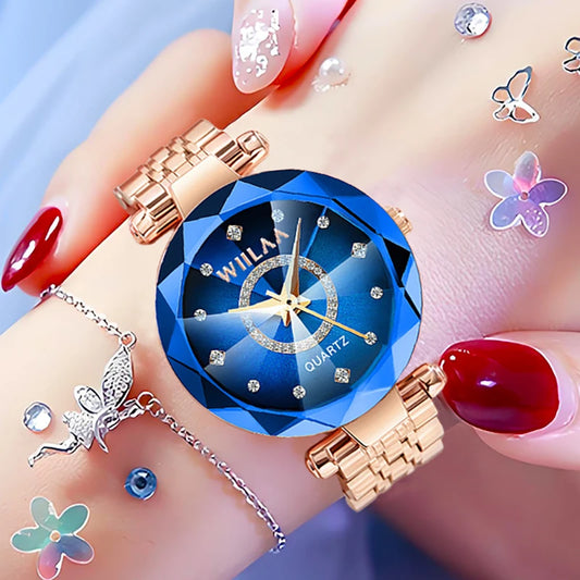 Luxury rhinestone bracelet watch for women.
