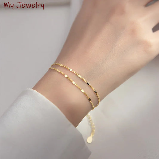 Double-layer chain link bracelet.