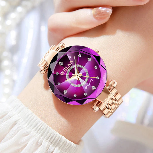 Luxury rhinestone bracelet watch for women.