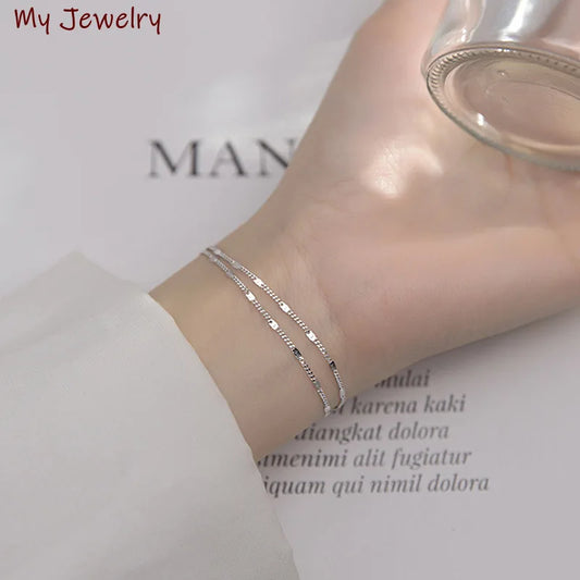 Double-layer chain link bracelet.