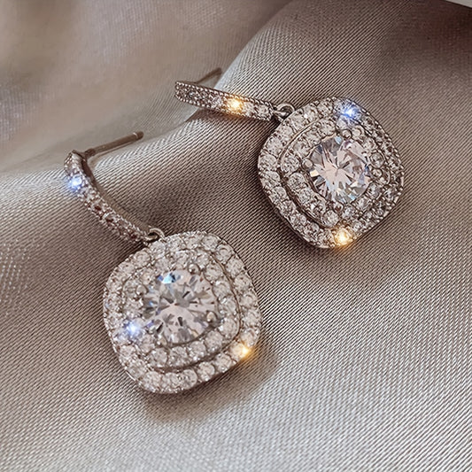 Square Zircon Dangle Earrings