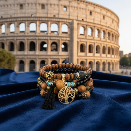 Tree of Life Bracelet Set (4pcs) - Bohemian Wooden Bead