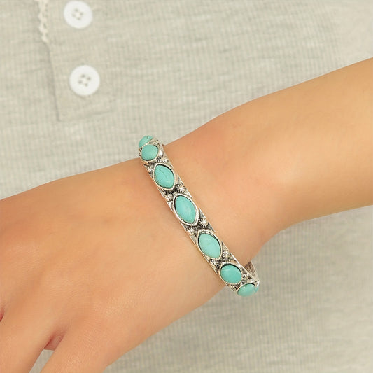 Vintage Turquoise Bangle, Oval Cut