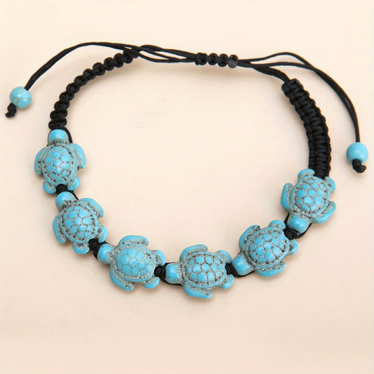 Turquoise Turtle Bracelet - Adjustable